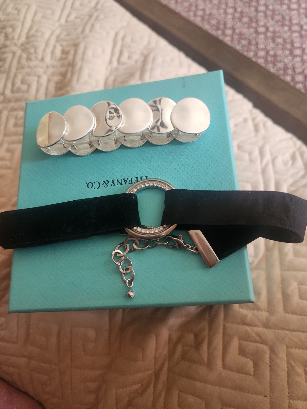 Black Velvet Choker with Silver Braclet